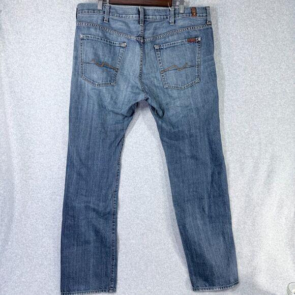 7 For All Mankind Jeans Mens 38(Fit 40x34) Standard Button Fly Straight Med Wash - Picture 2 of 13